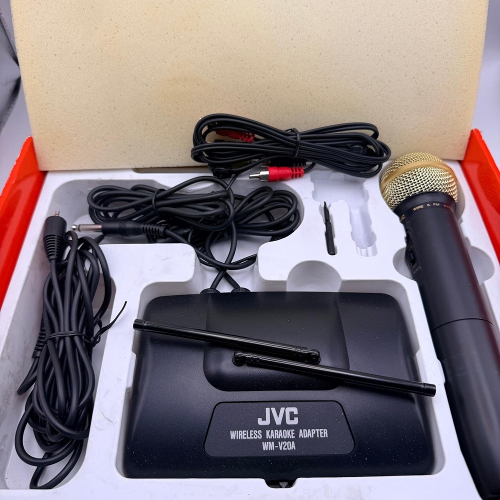 JVC WM-V20A Wireless Karaoke Adapter System w/ Microphone Cables Box Tested